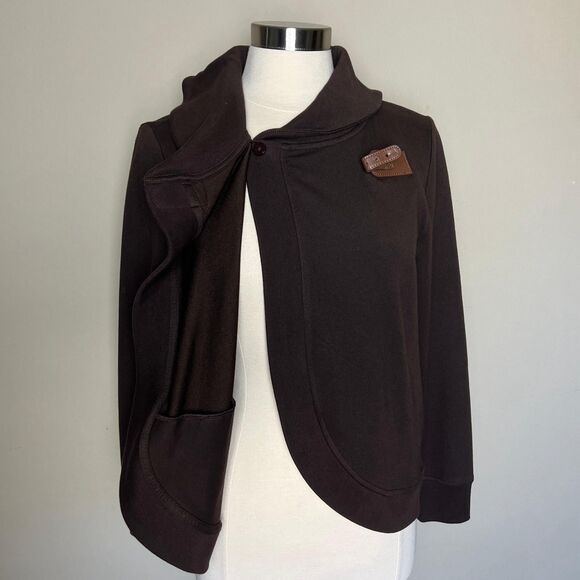 Ralph Lauren Active Wrap Sweater Womens Medium Brown Buckle with Pockets - Picture 6 of 11